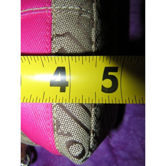 Coach Limited Edition Canvas Leather Pink Stripe Demi Baguette bag wristlet Set - Picture 10 of 10